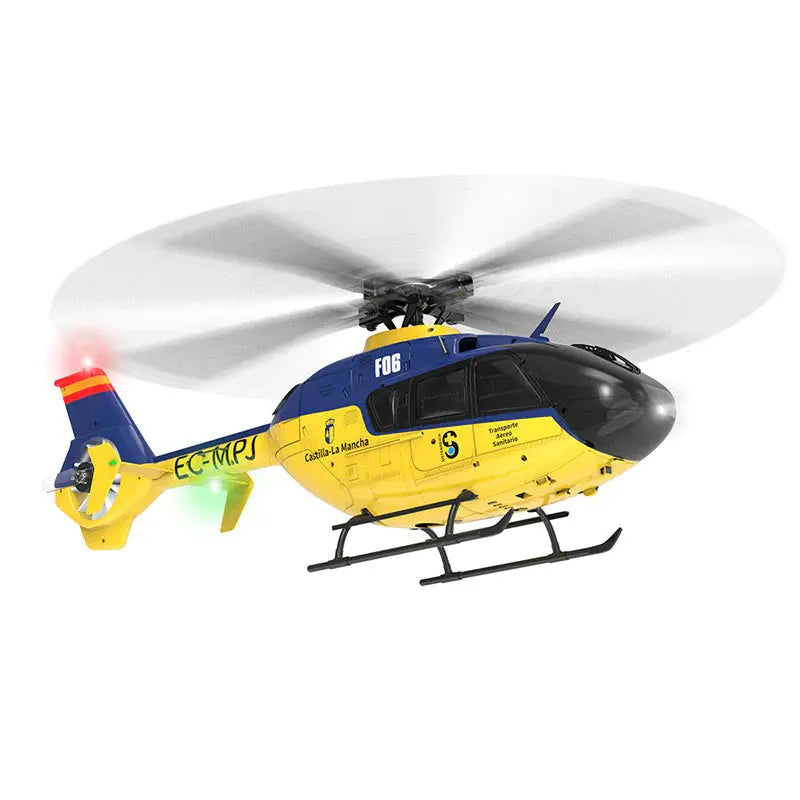 YXZNRC F06 EC135 2.4G 6CH RC Helicopter RTF Direct Drive Dual Brushless One Key 3D Roll Flybarless Helicopter Toy