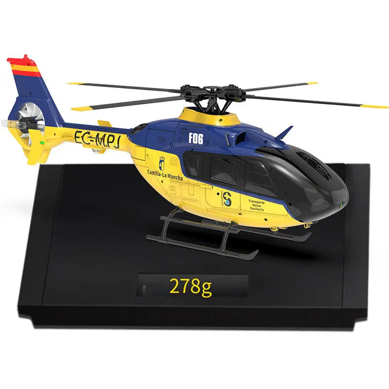 YXZNRC F06 EC135 2.4G 6CH RC Helicopter RTF Direct Drive Dual Brushless One Key 3D Roll Flybarless Helicopter Toy