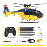 YXZNRC F06 EC135 2.4G 6CH RC Helicopter RTF Direct Drive Dual Brushless One Key 3D Roll Flybarless Helicopter Toy